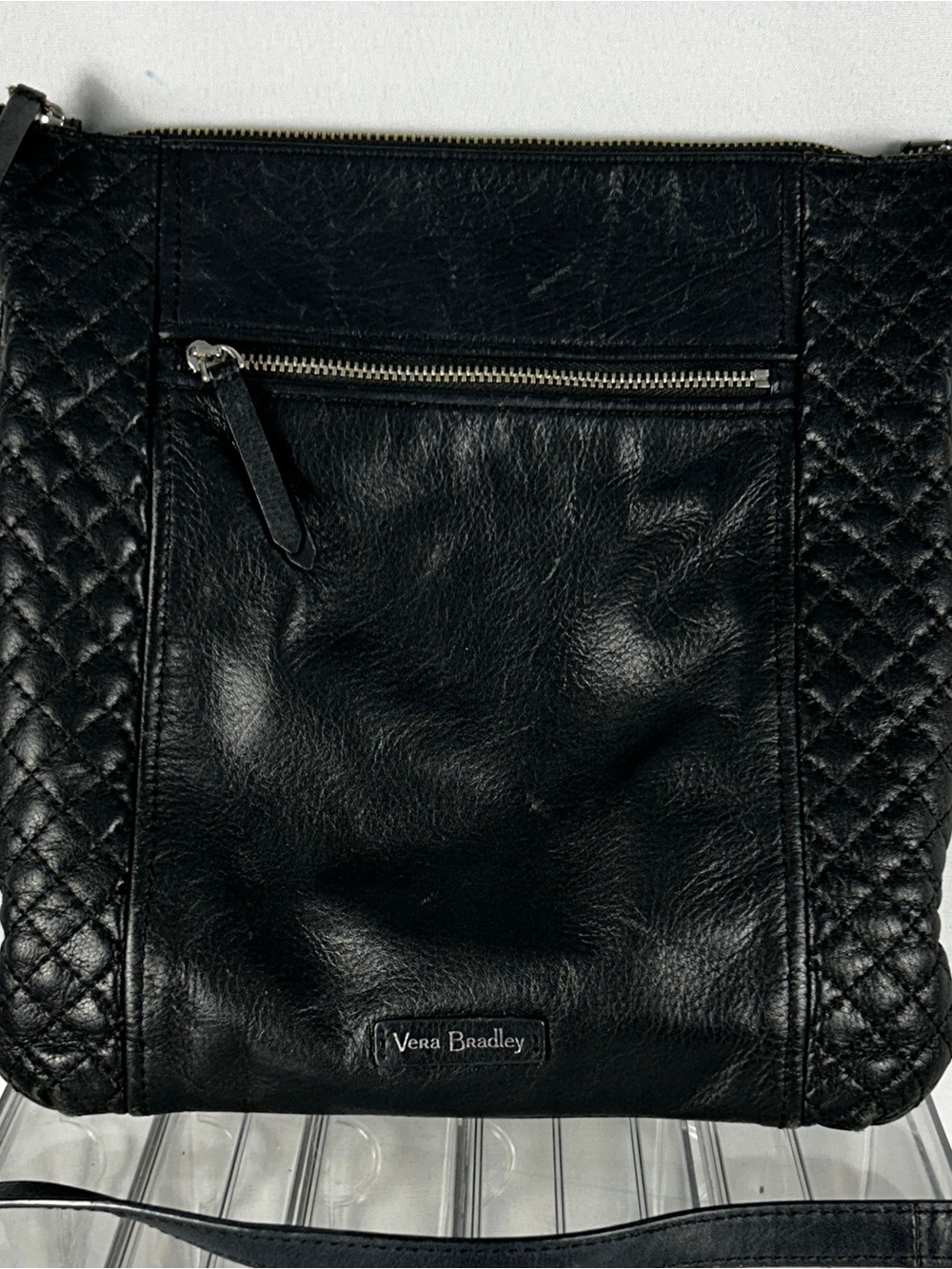 Vera Bradley Black Quilted Leather Crossbody Bag